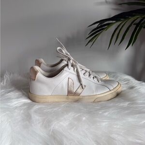 Veja Women's White and Metallic Sneakers